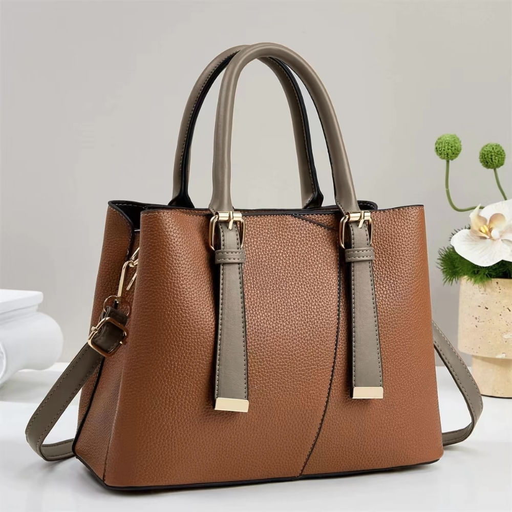 Bolso Tote Elegante Cuero PU Organizada y Versátil - Camel