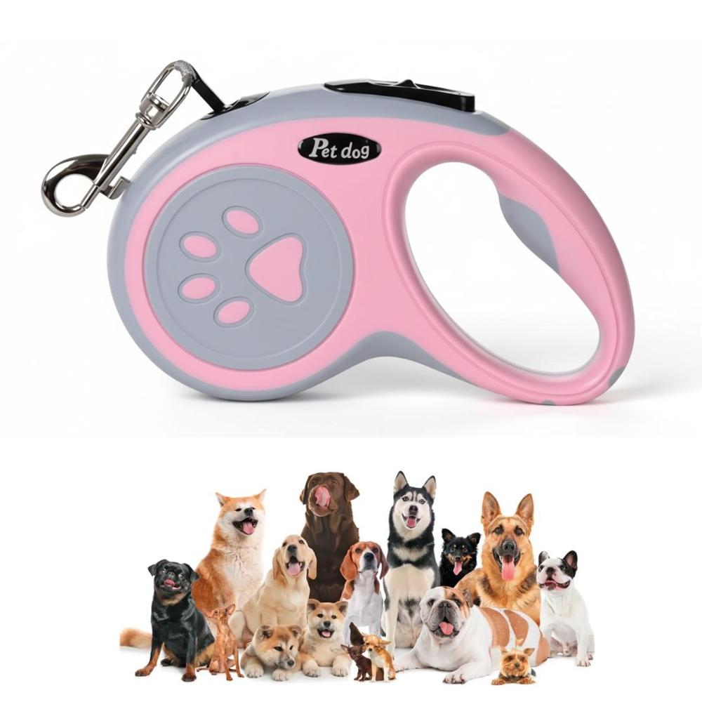 Correa Retráctil Pet Dog Automática para Mascotas Perros y Gatos 5 metros Rosado