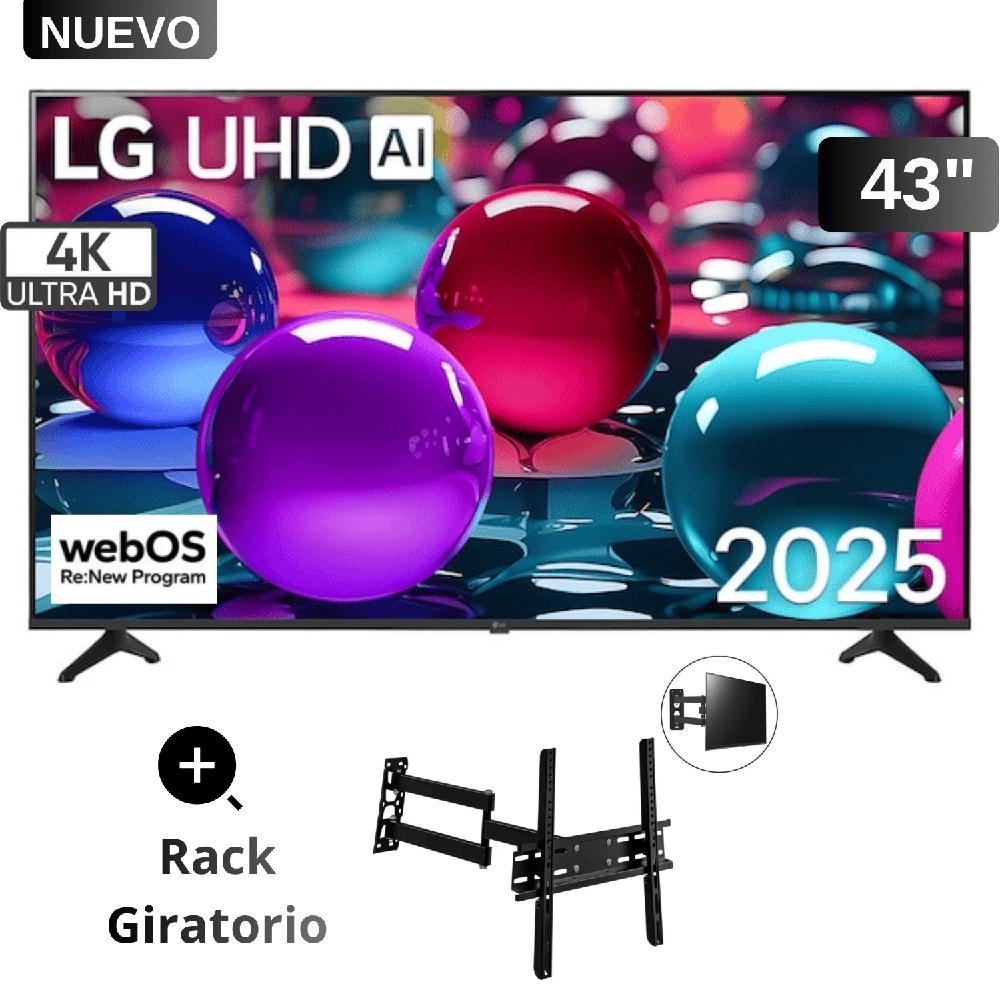 Smart TV LG 43 Pulgadas 4K UHD AI 43UA7300PSB webOS mas rack giratorio