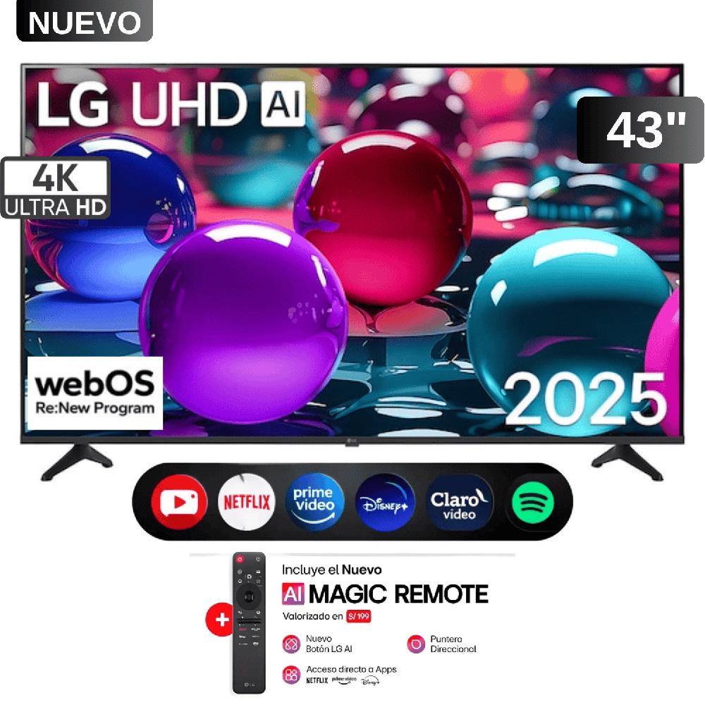 Smart TV LG 43 Pulgadas 4K UHD AI 43UA7300PSB webOS mas control magic 2025
