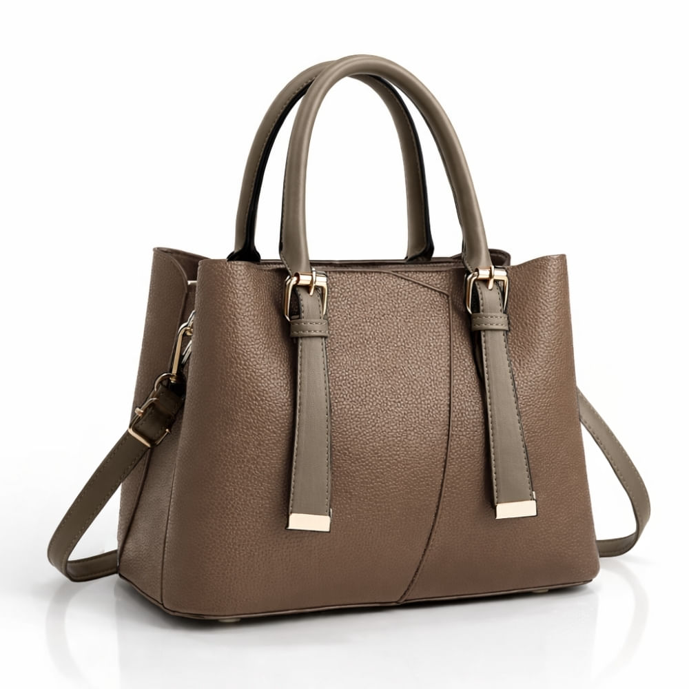 Cartera Tote Mujer con Correa y División Interna – Topo