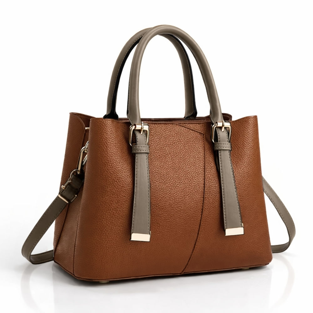Cartera Tote Mujer con Correa y División Interna – Camel