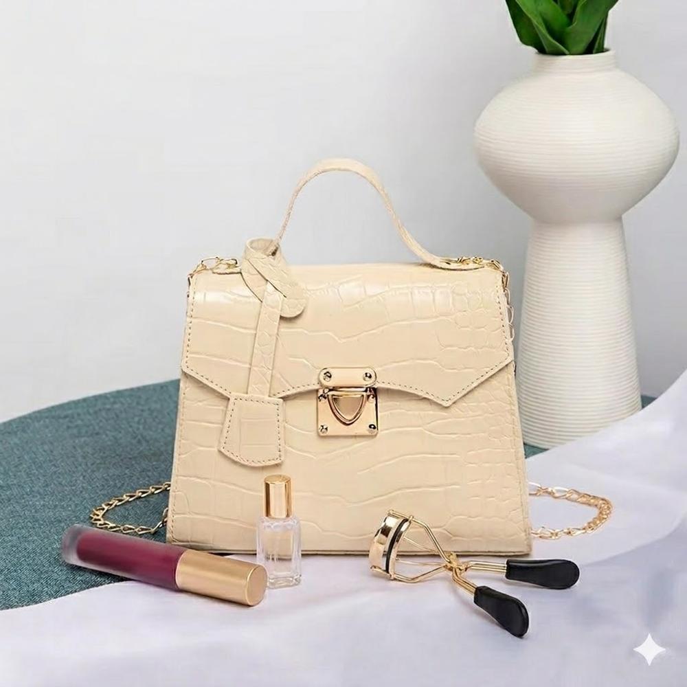 BOLSO DE MANO EJECUTIVO COMPACTO BEIGE 19X6X15CM