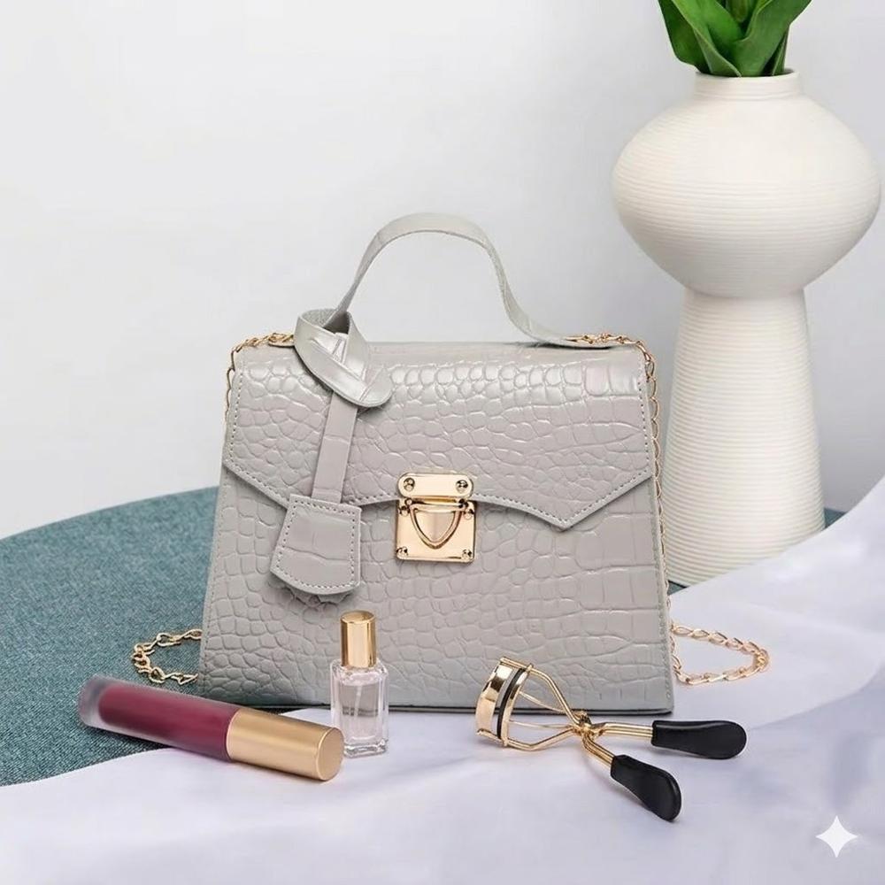 BOLSO DE MANO EJECUTIVO COMPACTO GRIS 19X6X15CM