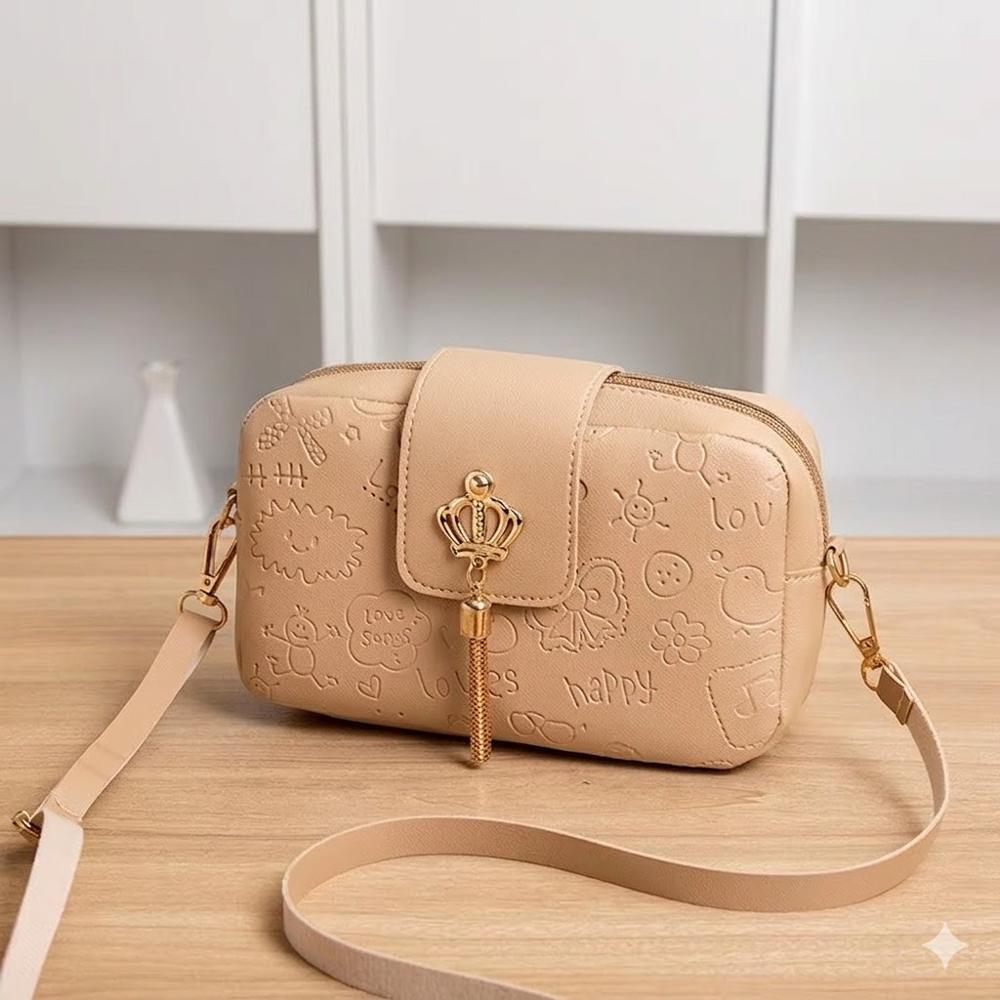 CARTERA CROSSBODY CORONA BEIGE 19X5X11CM