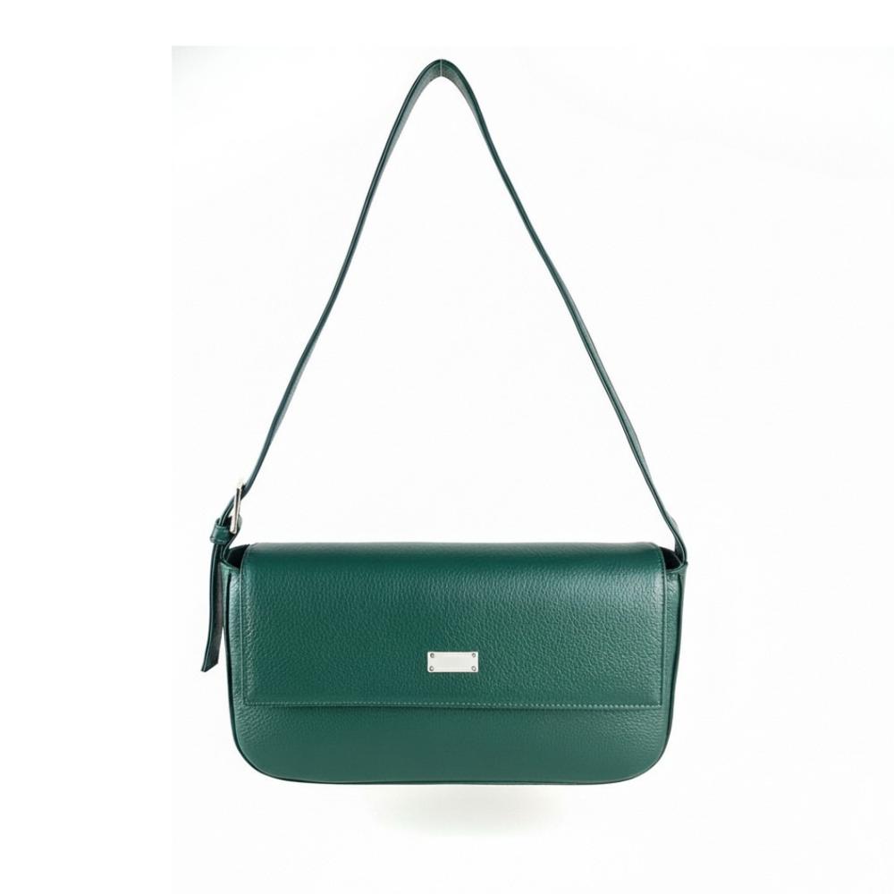 CUERO MODELO VALERIA TIPO BAGUETTE VERDE OSCURO Sarai Echaíz