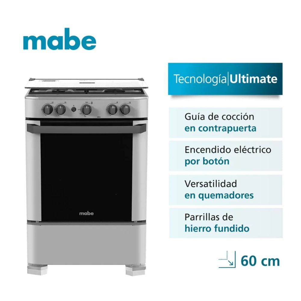 Cocina Mabe de Piso a Gas 60 cm Con Encendido Electronico CMP6010FG1-Silver