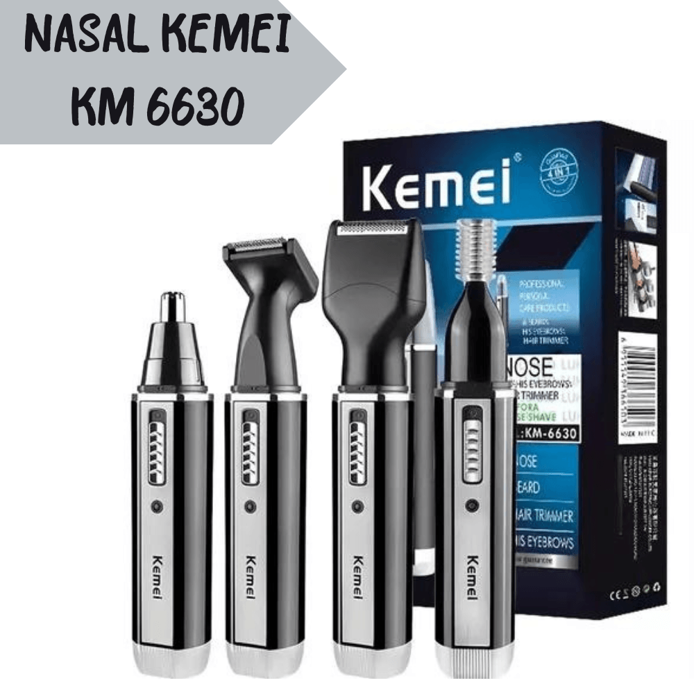 Cortadora Recargable de Vello Nasal Kemei 4 en 1 KM-6630