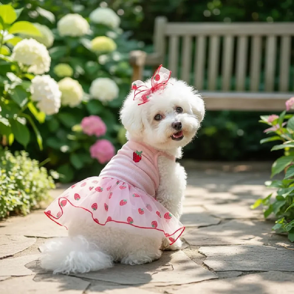 Vestido De Fresa Ropa Disfraz Para Mascotas