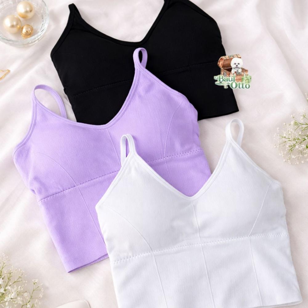 Top bividi  de tiras delgada  con fajita con push up removible microfibra