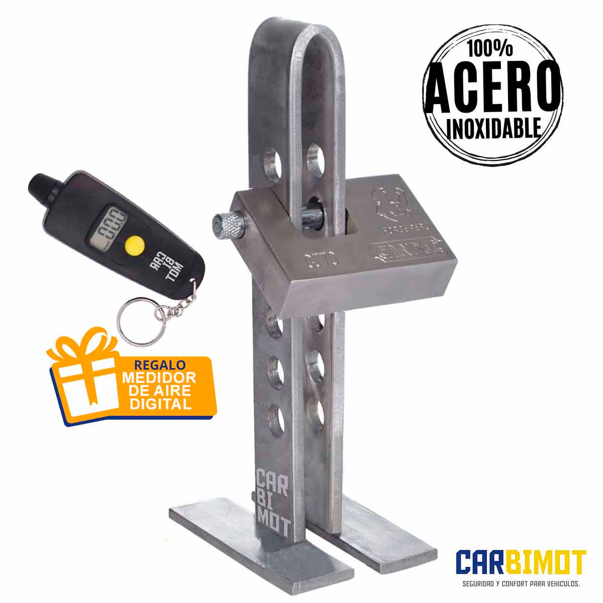 Seguro Traba Timón Volante Pedal Antirrobo Carbimot para Embrague y Freno de Vehículos Acero