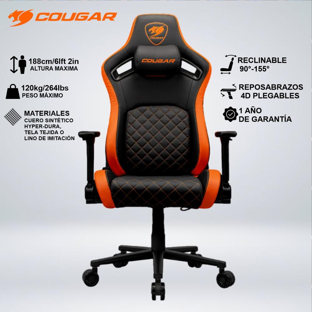 SILLA GAMER COUGAR DEFENSOR INCLINA 155 APOYO LUMBAR - CUELLO