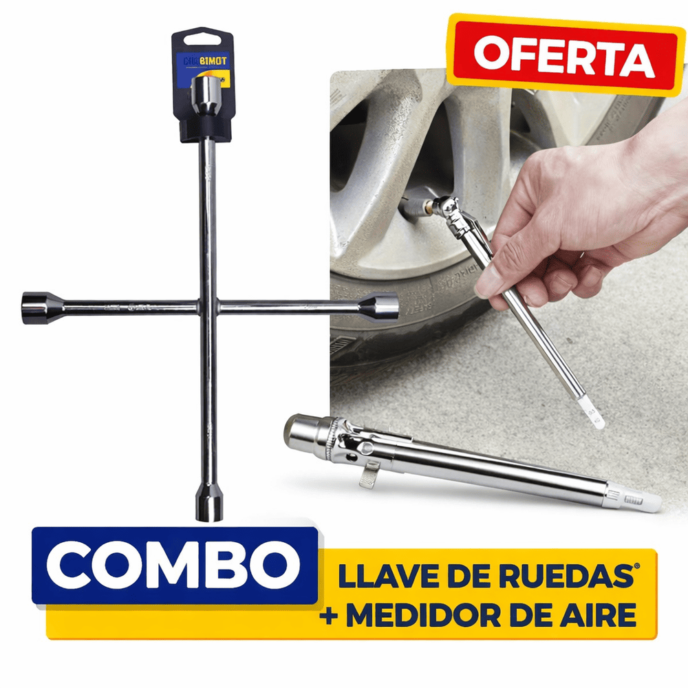 LLave de Ruedas tipo Cruz con Medidor de Aire