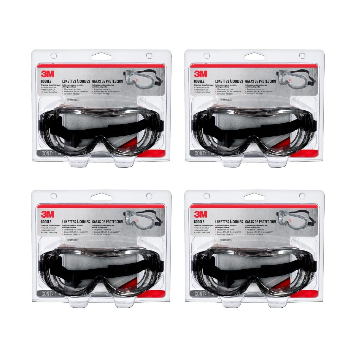 Lentes de Seguridad 3M Profesional para Impactos Caja 4 uds
