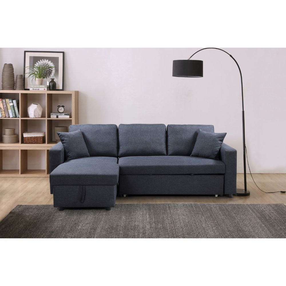 Futón Seccional Intercambiable Mariana con Almacenamiento Gris