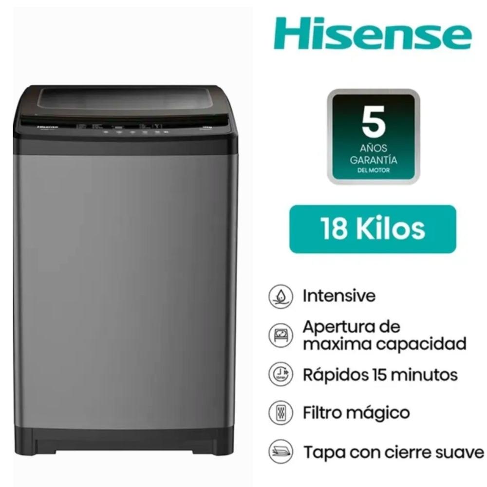 LAVADORA 18KG HISENSE COLOR GRIS MOD WT3W1823UT