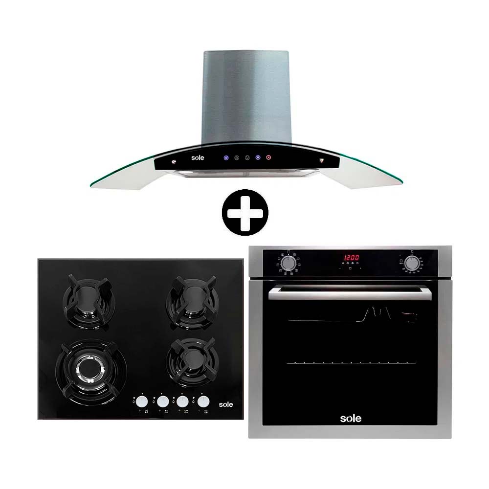 COMBO Sole: Cocina empotrable SOLCO034 + Campana Venus Classic + Horno convector eléctrico SOLHO012
