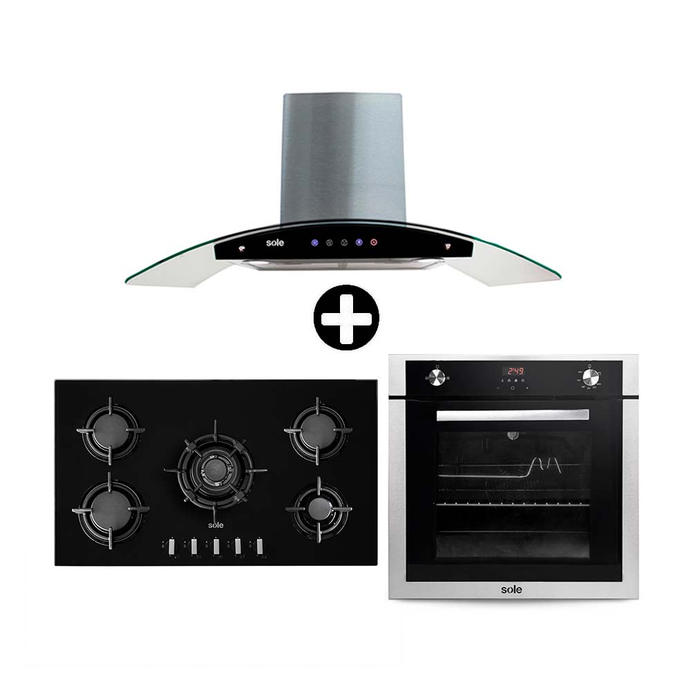 COMBO Sole: Cocina empotrable SOLCO033 + Campana Venus Classic + Horno a gas empotrable SOLHO007 COMBO Sole: Cocina empotrable SOLCO033 + Campana Venus Classic + Horno a gas empotrable SOLHO007