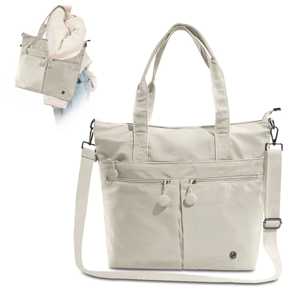 Bolso Cartera Impermeable con Múltiples Bolsillos Beige Y40