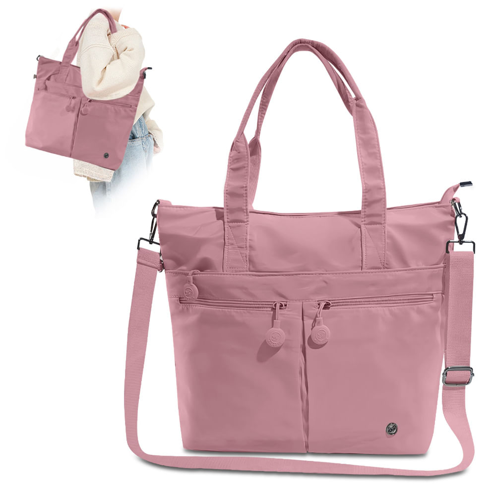 Bolso Cartera Impermeable con Múltiples Bolsillos Rosado Y40