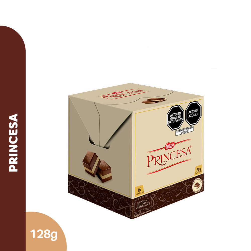 Chocolate PRINCESA Relleno con Crema de Maní Caja 128g Chocolate PRINCESA Relleno con Crema de Maní Caja 128g