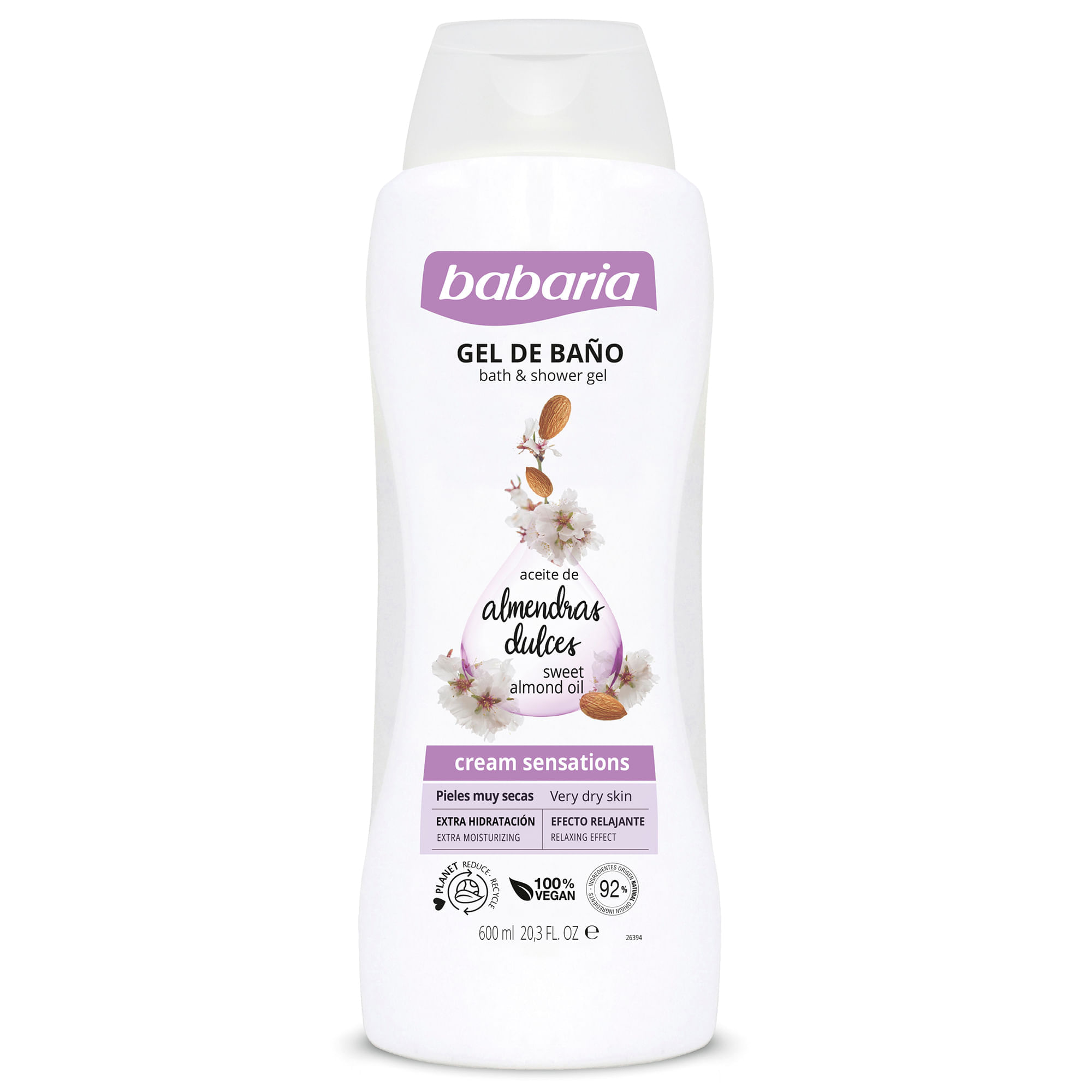 Gel de Ducha BABARIA Almendras Frasco 600ml
