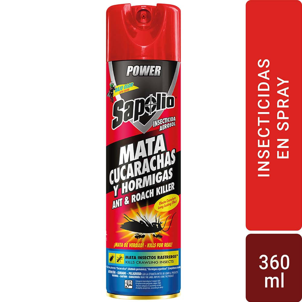 Insecticida Aerosol SAPOLIO Mata Cucarachas y Hormigas Frasco 360ml