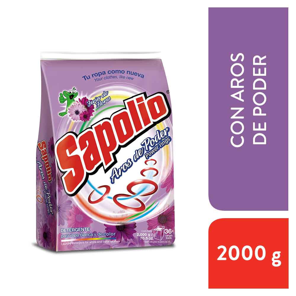 Detergente en Polvo SAPOLIO Floral Bolsa 2Kg