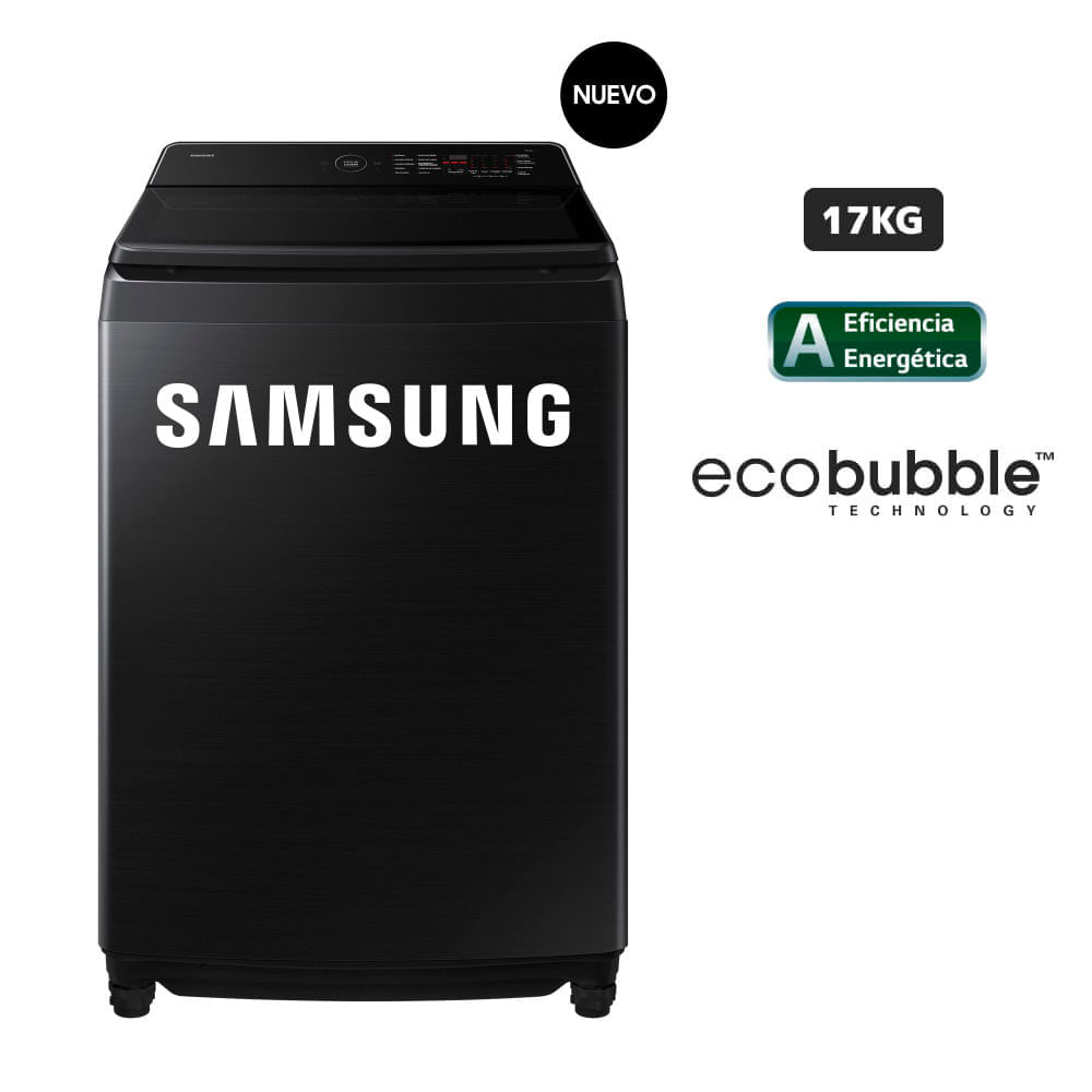 Lavadora SAMSUNG Carga Superior 17 Kg AI Wash EcoBubble WA80F17S8BPE Negro Lavadora SAMSUNG Carga Superior 17 Kg AI Wash EcoBubble WA80F17S8BPE Negro