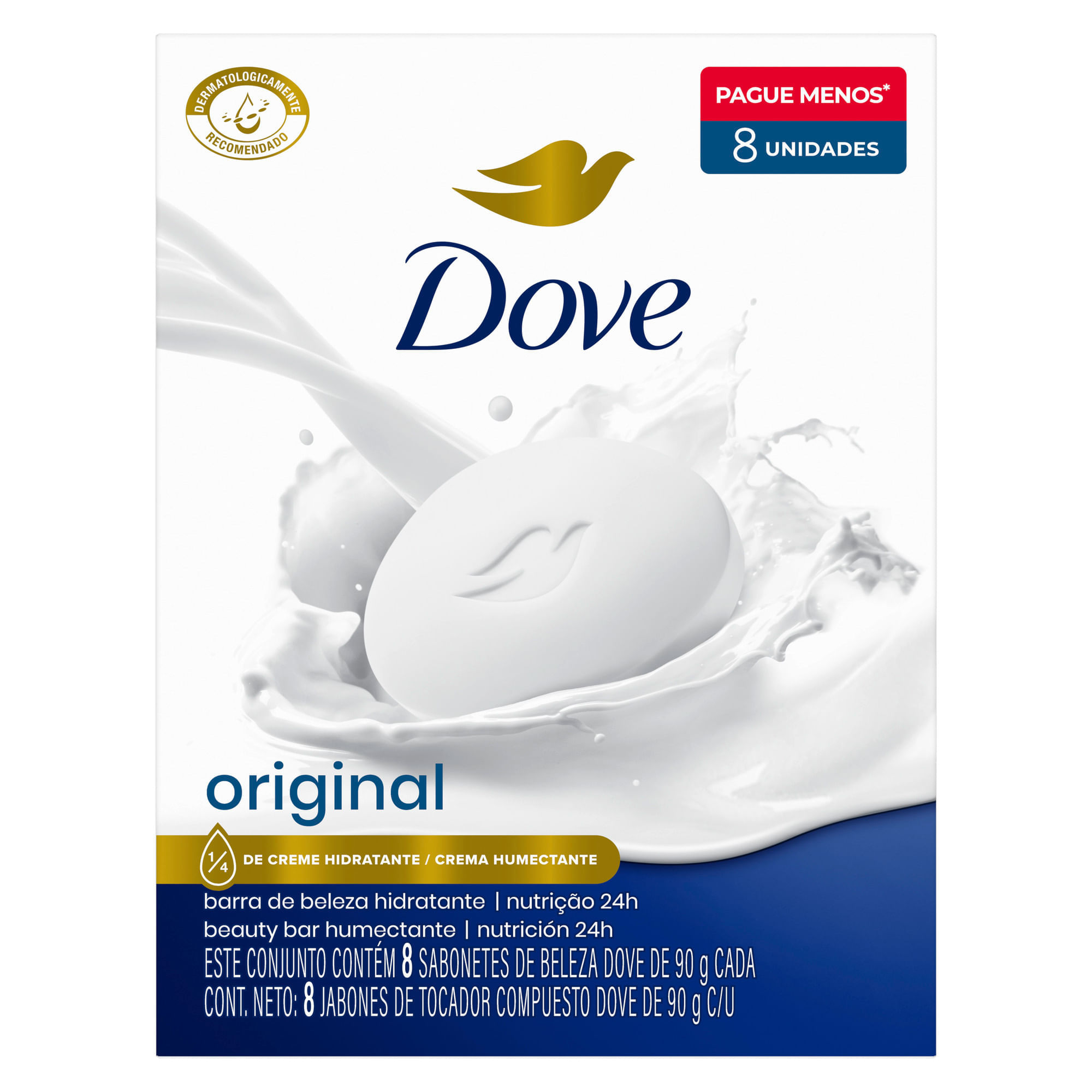 Jabón de Tocador DOVE Original Barra 90g Paquete 8un