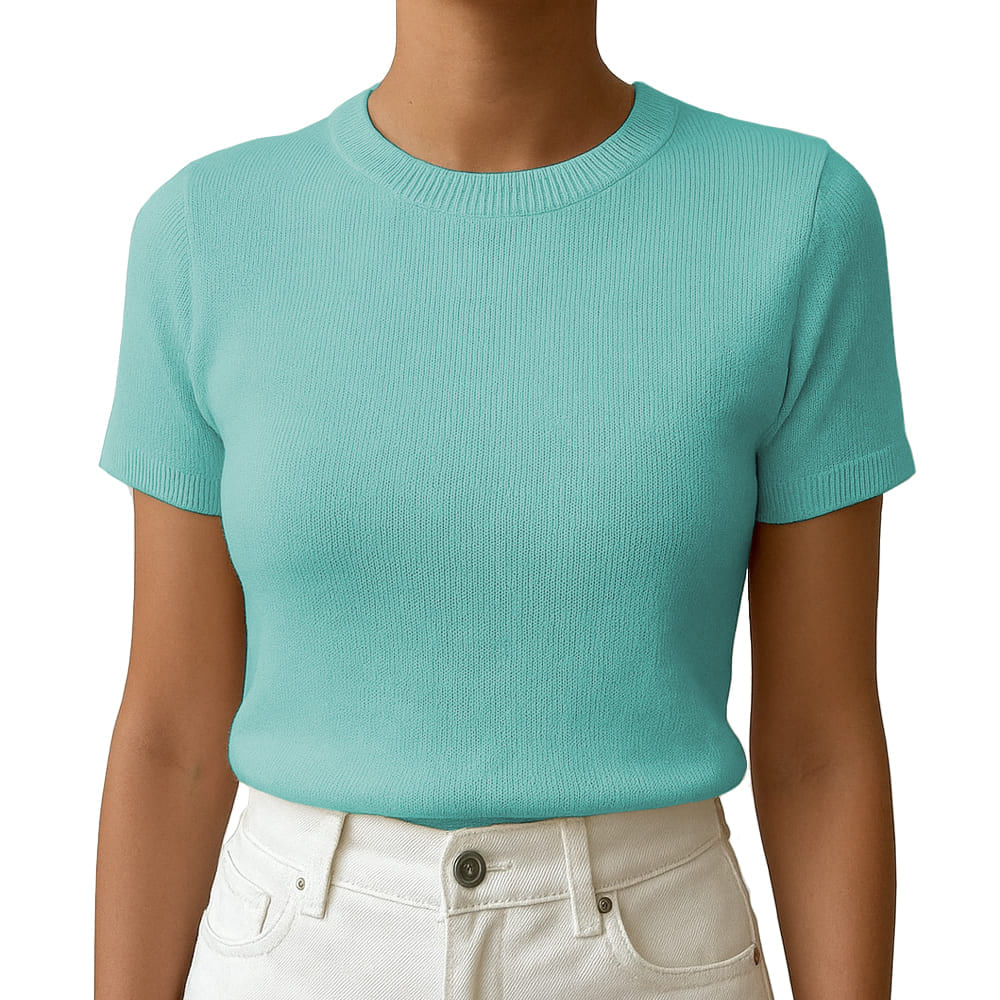 Polo Mujer Manga Corta Color Entero Hilo Tacto Algodon Day362G-18 Color Verde Cemento