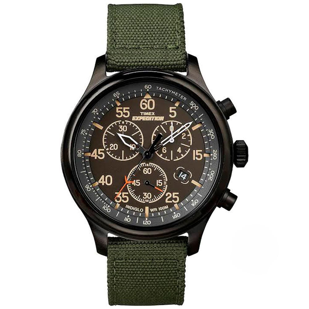 Reloj Timex Expedition Fieldd TW4B10300 Luz Indiglo Fecha Cronómetro Correa de Nailon Verde