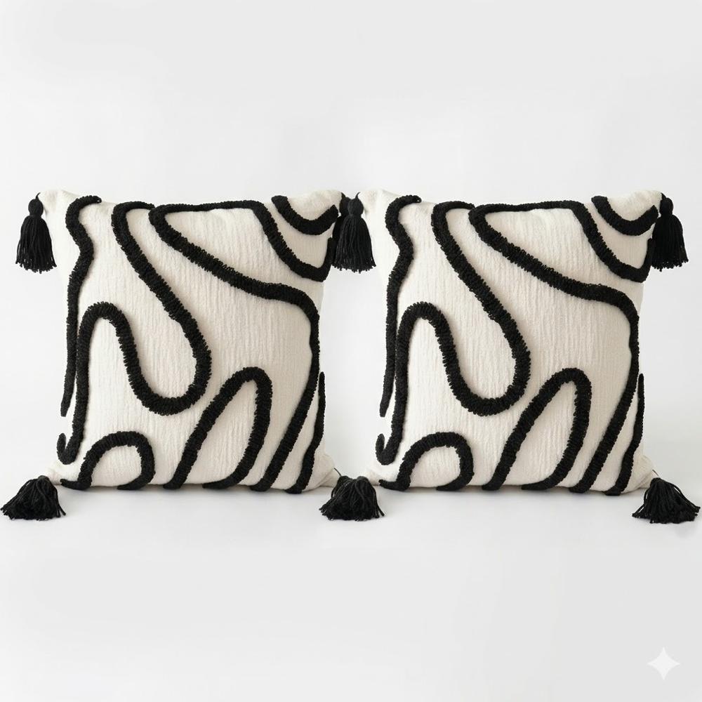 Set 2 Fundas Zalmohadas Línea Ébano 45x45 cm