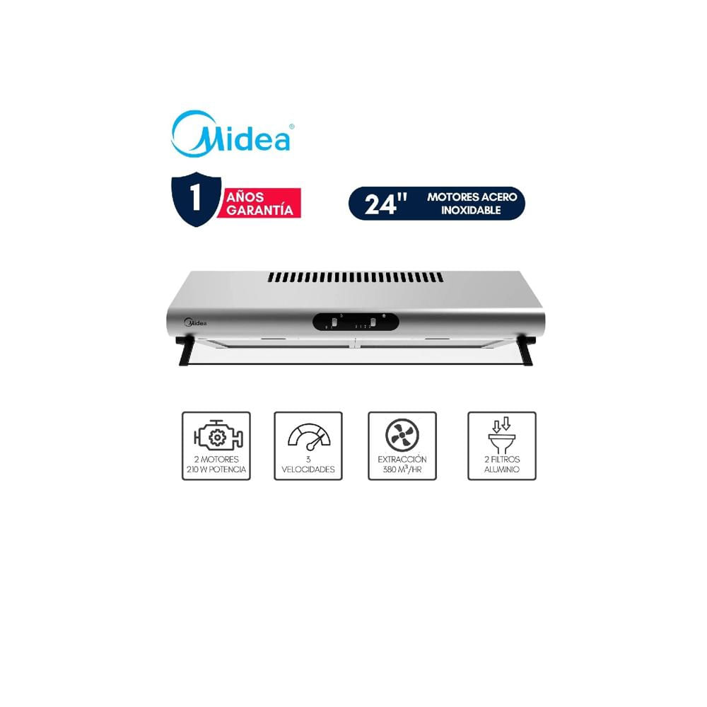Campana extractora 24 2 motores Acero Inoxidable MH60F49EM21SB-PE Midea