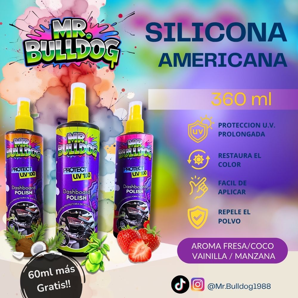 Silicona Americana UV100 coco-vainilla MR.BULLDOG 360 ml