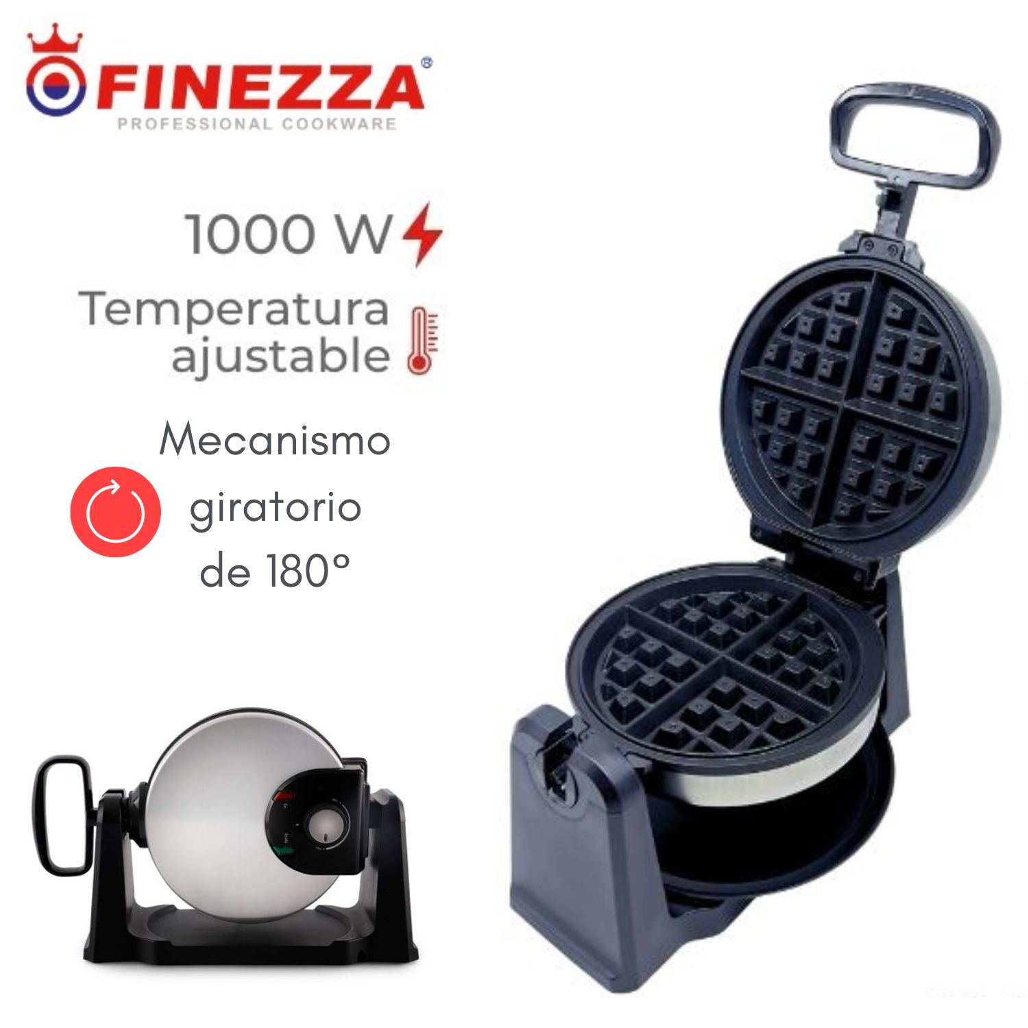 Waflera Sistema giratorio de 180 grados Finezza FZ-822WF 1000 Watts