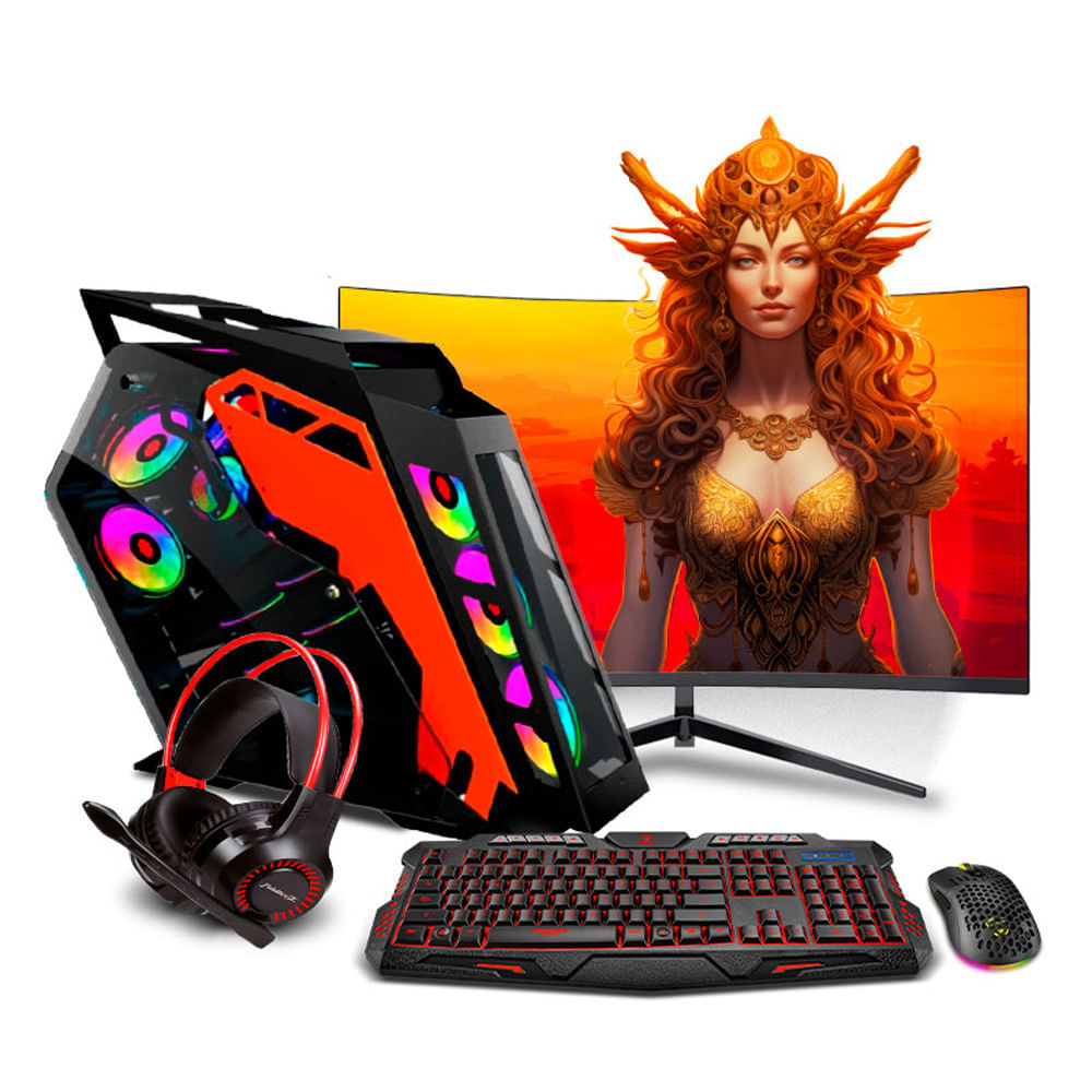 COMPUTADORA PC GAMER K-PLUS ORANGE CORE I7 14700F 16GB 500GB 24 RTX5060 8GB MI PC LISTA MIPCLISTA