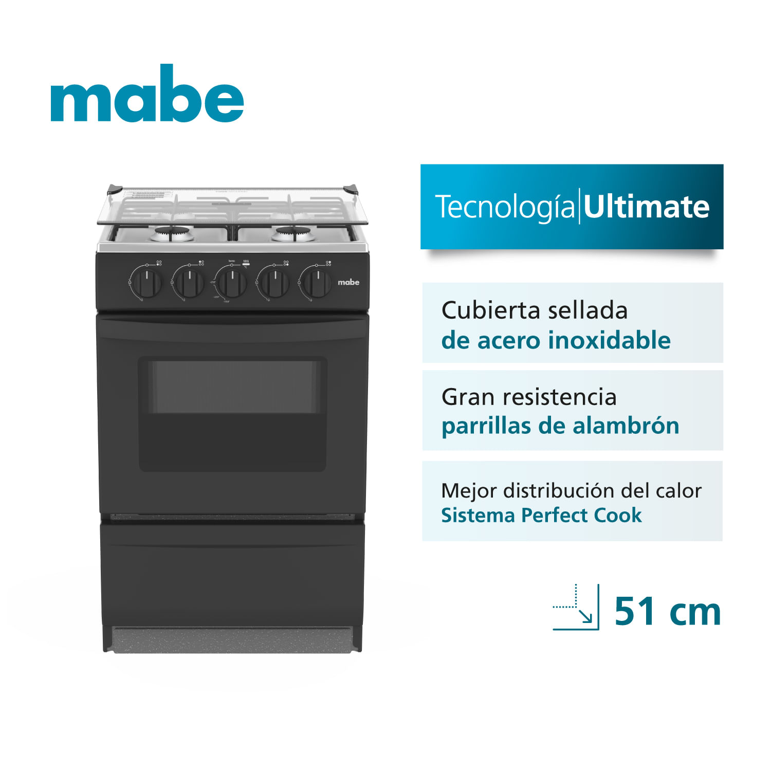 Cocina De Piso a Gas 51 cm Mabe EMP2000AN0
