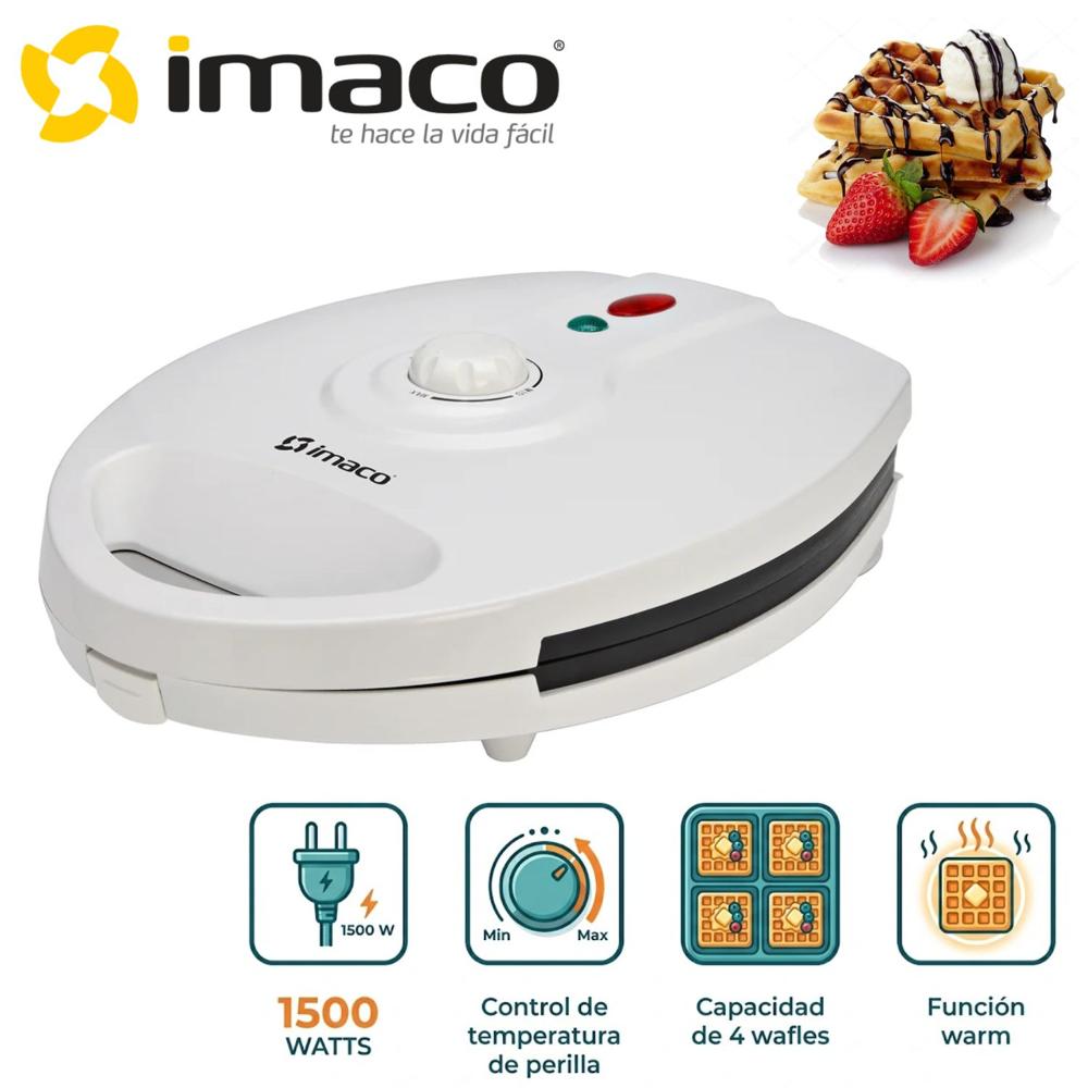 Waflera Imaco WM 4150 para 4 wafles con Control de temperatura Blanco