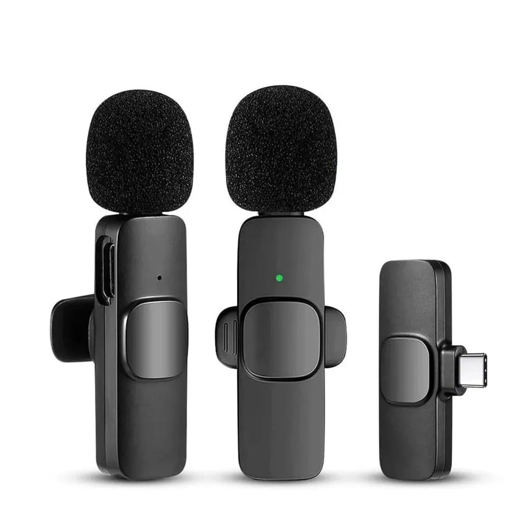 Doble Mini Micrófono Solapa Inalámbrico Recargable Tipo C Android