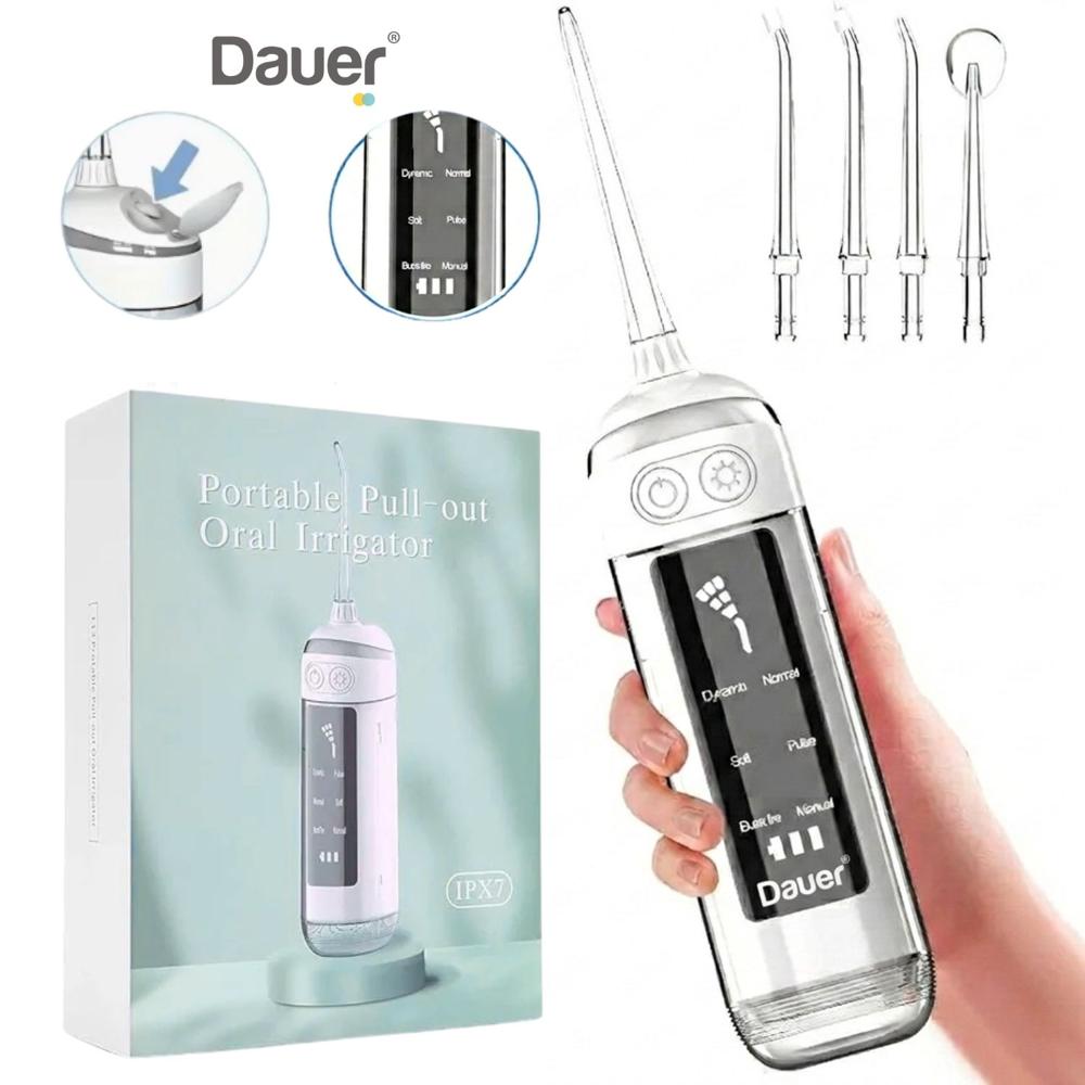 Irrigador Bucal Pro de Bolsillo 6 Modos 4 Boquillas Limpieza Profunda y Pantalla Led