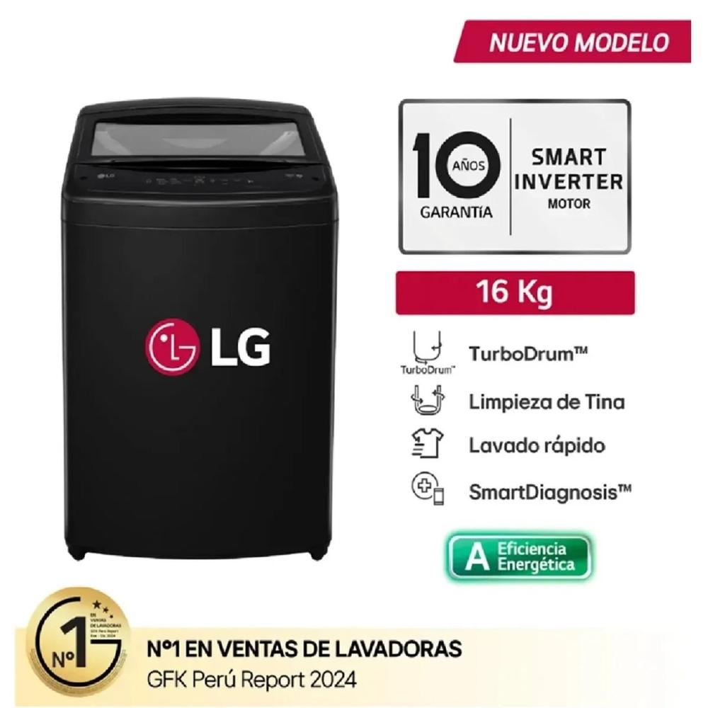 Lavadora LG WT16OBVTB 16 kg Carga Superior TurboDrum - Negro Onyx