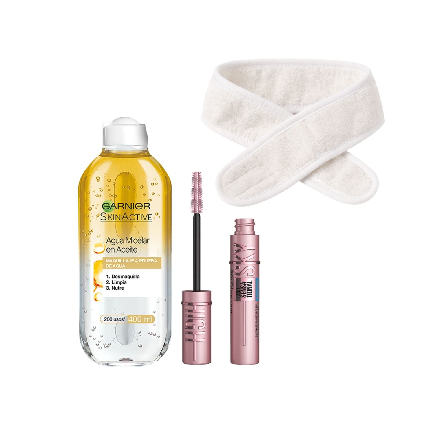 Set Agua Micelar Garnier + Máscara De Pestañas Sky High Wtp