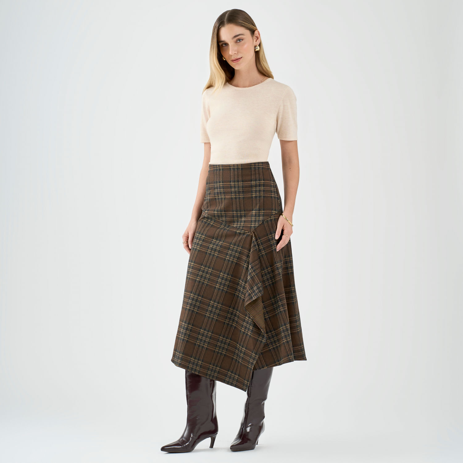 Falda Midi Mujer Checks Malabar