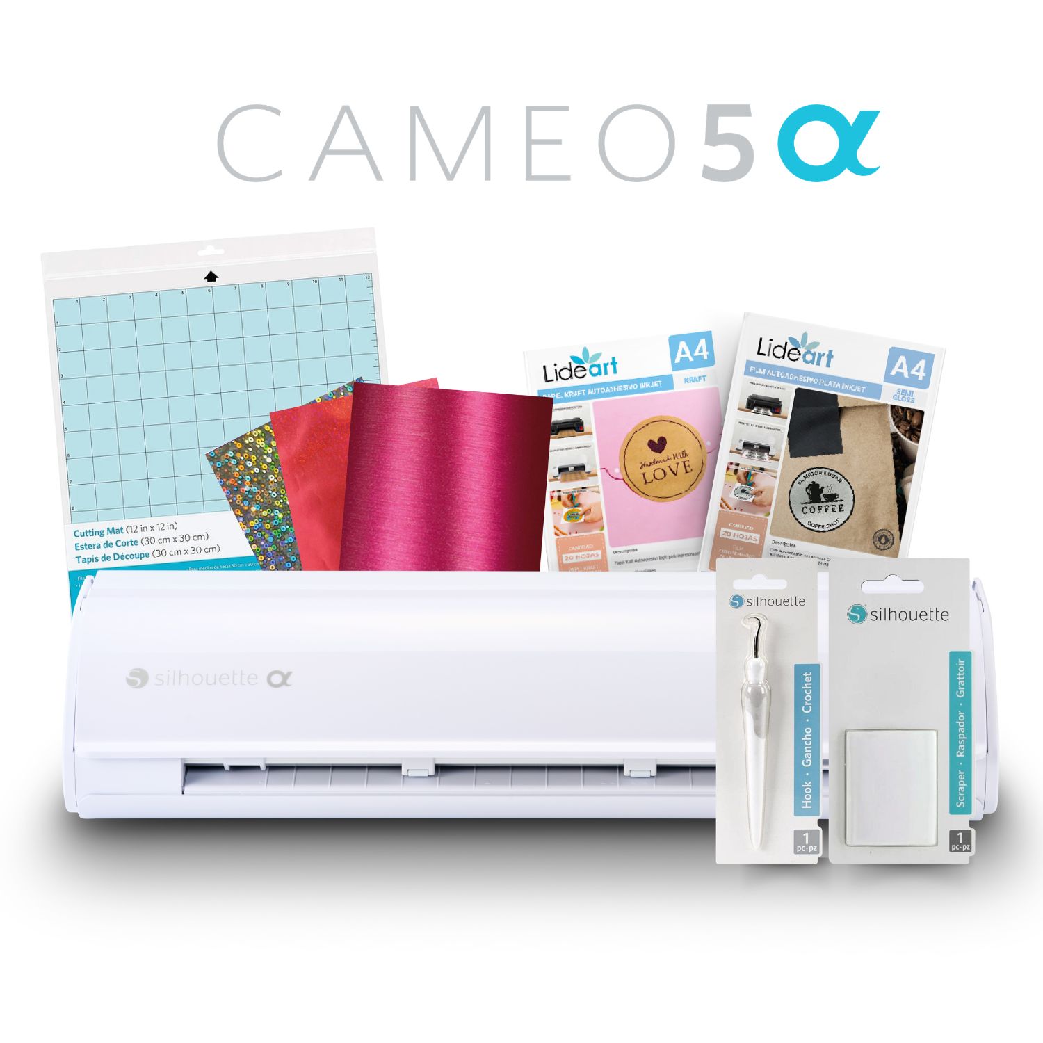 Kit Básico Silhouette Cameo 5 Alpha Blanco y Accesorios