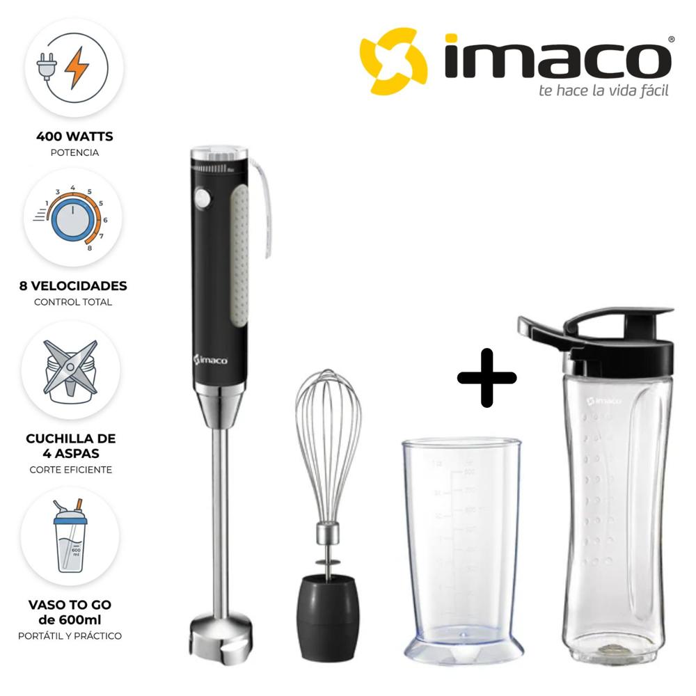 Batidora de inmersión Imaco HB400 con accesorios 400 Watts - Negro
