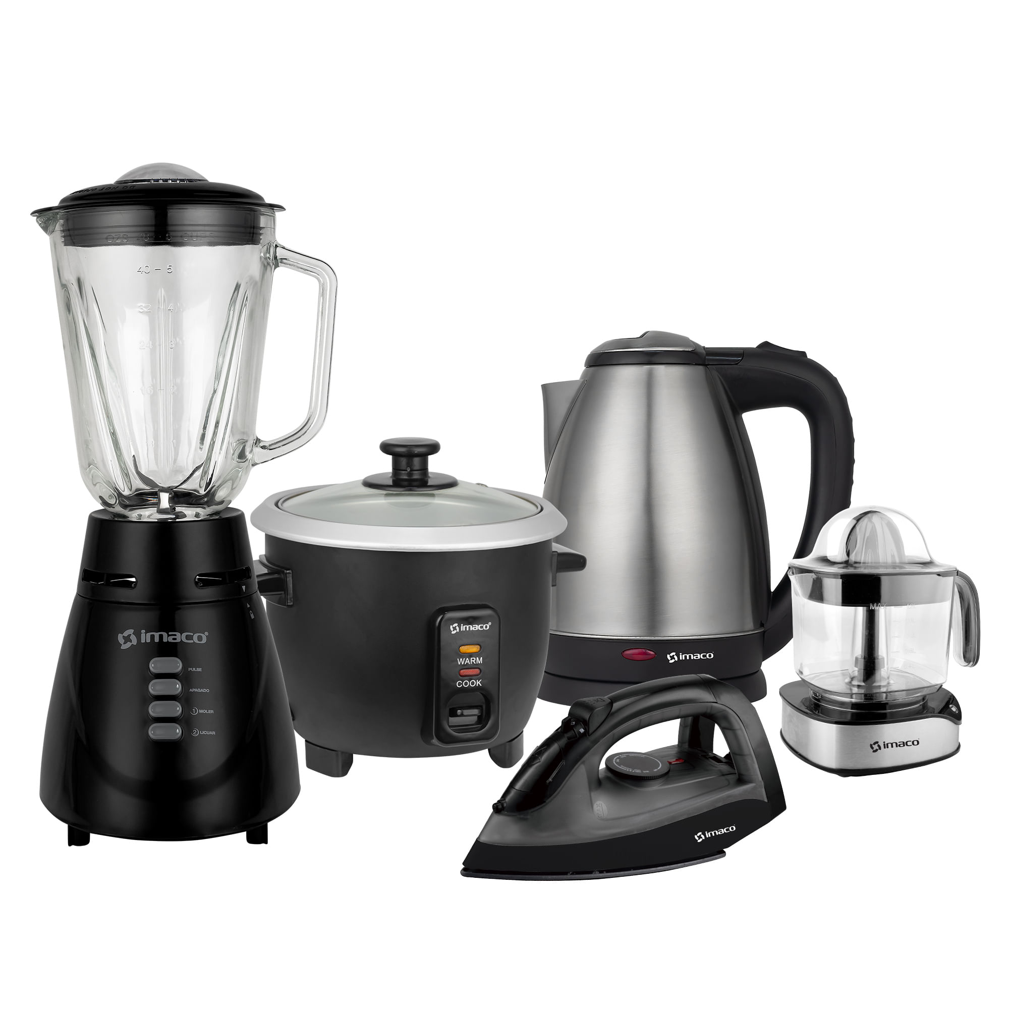 Licuadora BL4125VN + Olla Arrocera RC006N + Hervidor Eléctrico KE1801 + Exprimidor CM2512I + Plancha a Vapor ETA600N