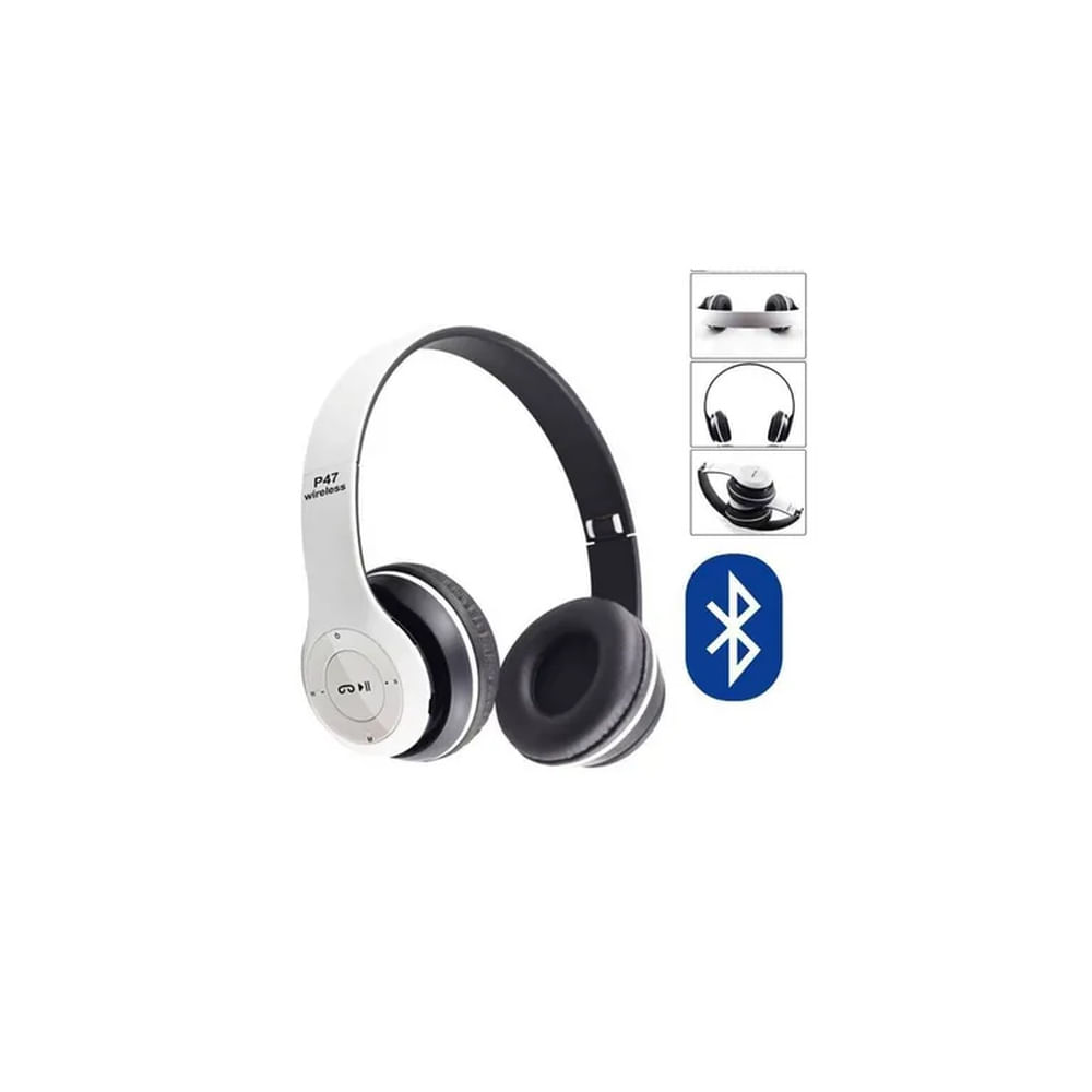 Audífono  bluetooth P47 wireless 5.0 blanco