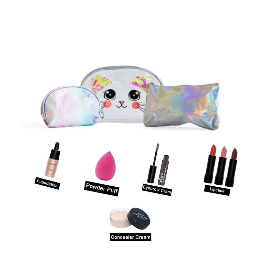 Cosmetiquero Brillante Con Diseño De Gato