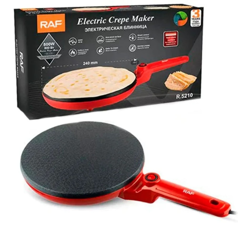 PANQUEQUERA CREPERA ELÉCTRICA PORTATIL 800W - 240MM RAF R.5210